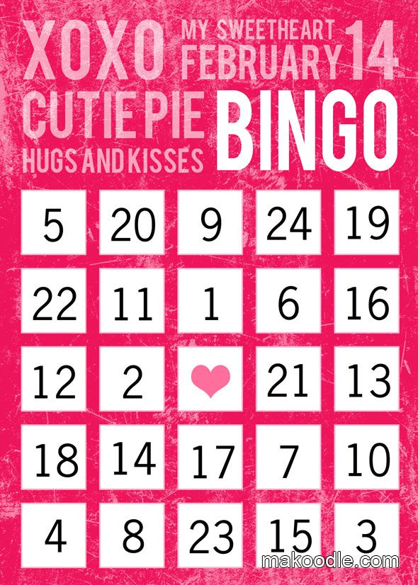 Printable Valentine's Day Bingo Cards at Makoodle | Cool Mom Picks