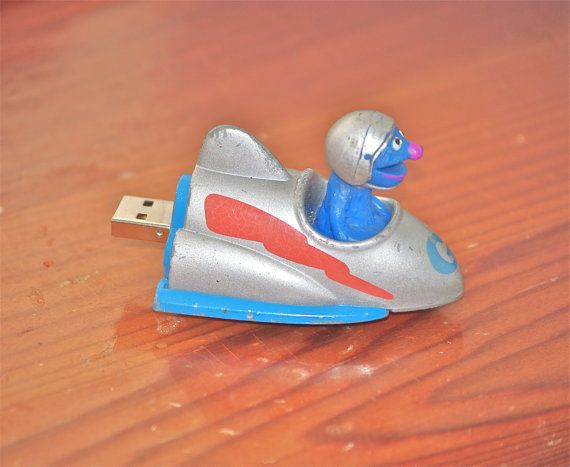 Flash drive from upcycled vintage Grover toy via Cool Mom Tech