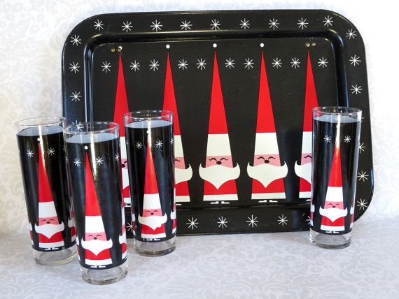 Vintage 1960's Santa glasses and serving tray on Etsy