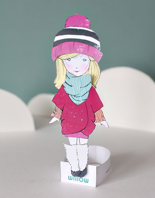 Willow printable paper doll with winter wardrobe at Smallfull