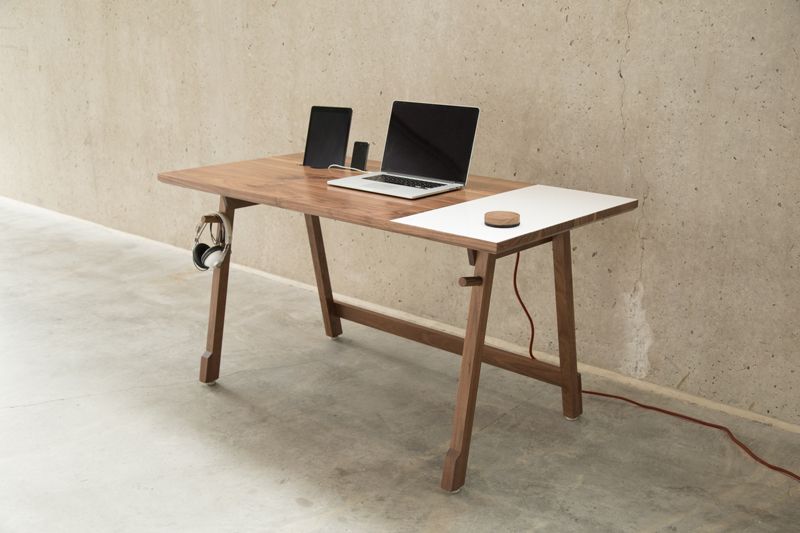 Handmade walnut tech desk from The Artifox