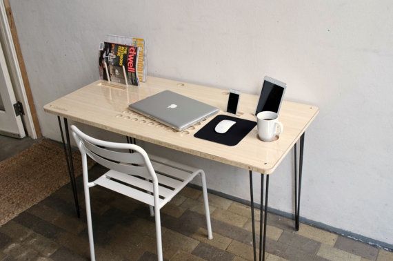 Handmade personal tech desk from iSkelter is so thoughtfully designed