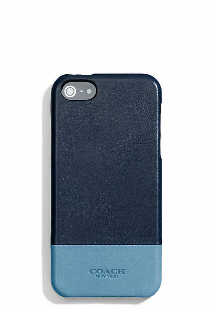 Cool iPhone cases for men: Coach colorblock leather case in blue