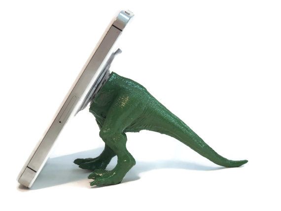 iPhone stand from an upcycled dinosaur toy | coolmomtech.com