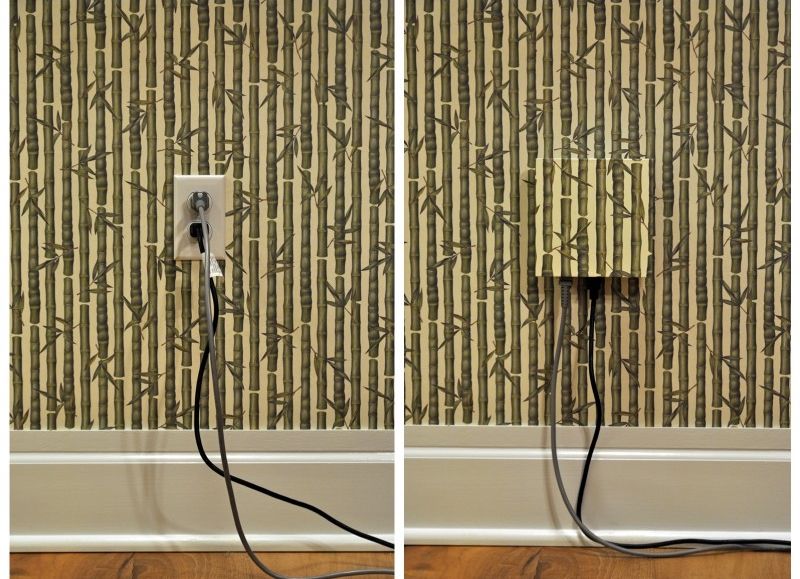 Using custom wallplate outlet covers to match your wallpaper