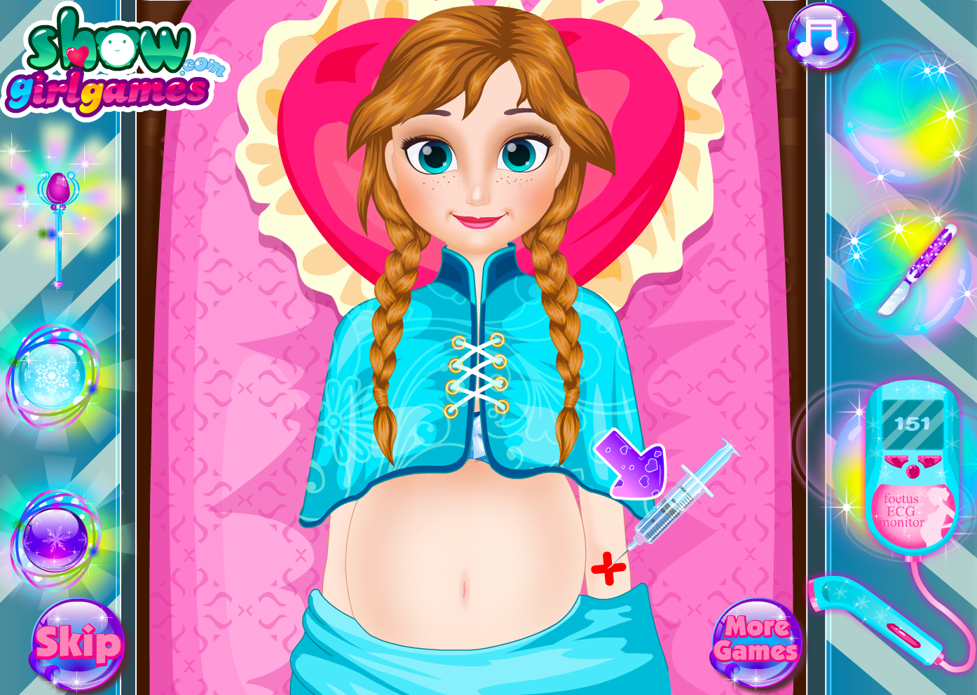 Anna Gives Birth unlicensed Frozen games: kids give her a cesarean