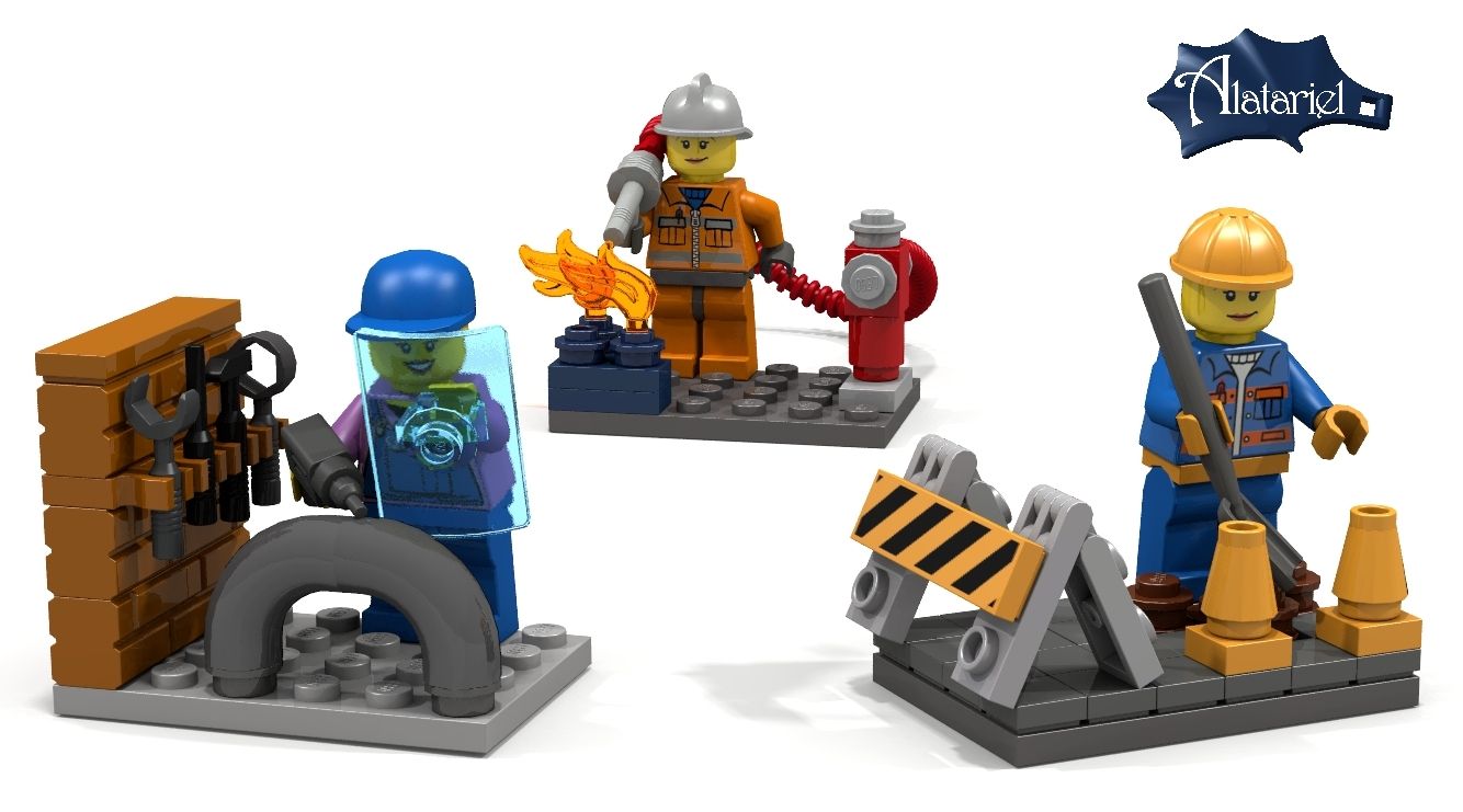 Female Lego Kit concepts: Mechanic, Firefighter, Construction Worker