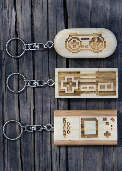 Personalized wooden flash drives - Nintendo 8-bit designs