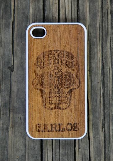 Personalized wooden iPhone cases - sugar skulls at mini-Fab