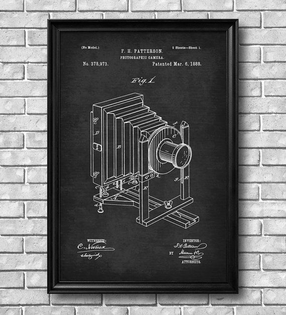 1888 camera vintage patent drawing art