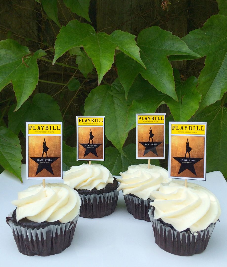 Hamilton party ideas: Awesome Hamilton playbill cupcake toppers on Etsy