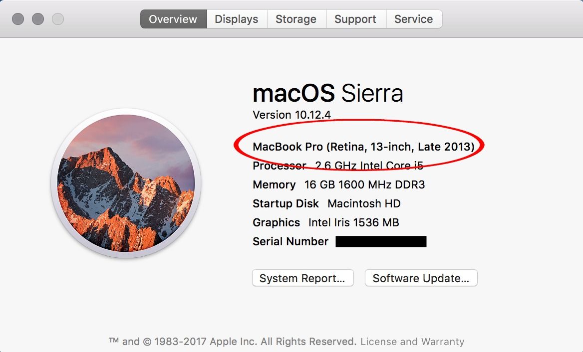 How to find your Macbook model number