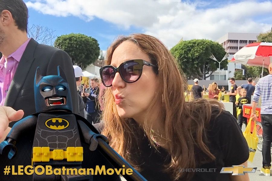 Party ideas from the LEGO batman Movie Premiere: forced perspective photo with the Batman Minifig!