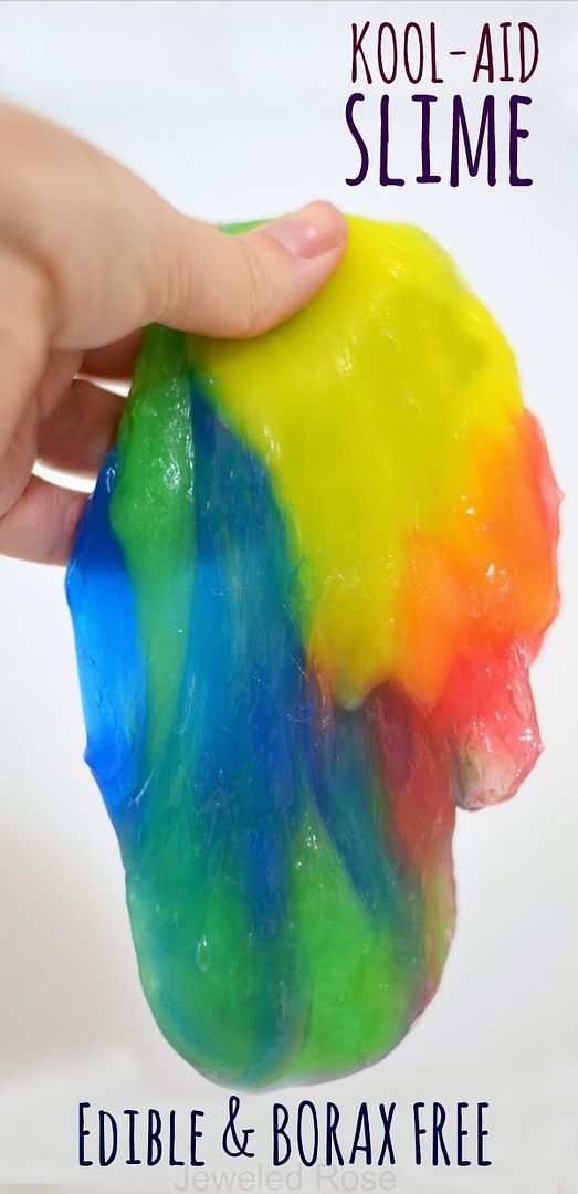 Natural homemade slime recipe: Rainbow slime made with Kool Aid from Growing a Jeweled Rose