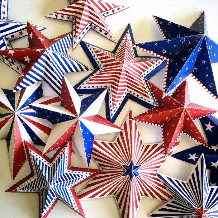 Creative 4th of July crafts for older kids: Printable red, white and blue stars for DIY paper garlands or other 4th of July party decor | coolmompicks.com 