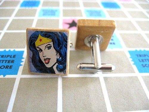 Wonder Woman retro comic cufflinks from Studio LaTouche on Etsy | cool Wonder Woman gifts that men and boys will love too | CoolMomPicks.com