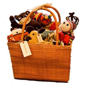 Handmade toys for kids, gift basket