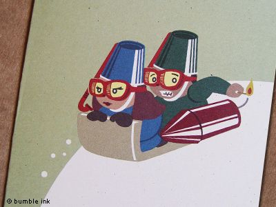 Holiday card: Rocket sled, from Bumble Ink
