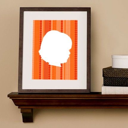 Child's silhouette portrait with modern print