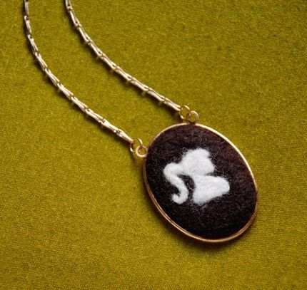 Felted cameo necklace from KnitKnit