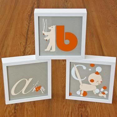 Framed alphabet prints from binth
