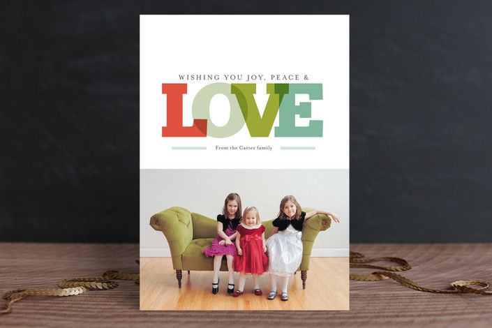 Joy Peace and Love card by Minted | cool mom picks