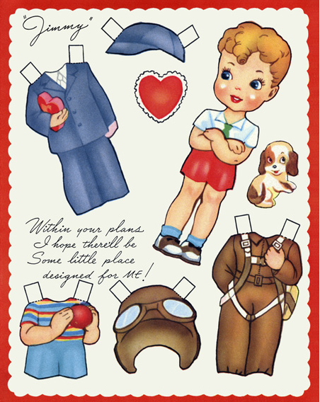 Free Valentine's Day paper doll printables