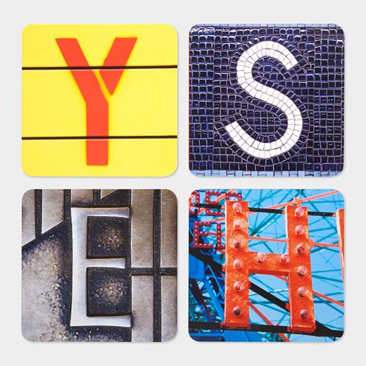 alphabet city coasters by joanne dugan | cool mom picks