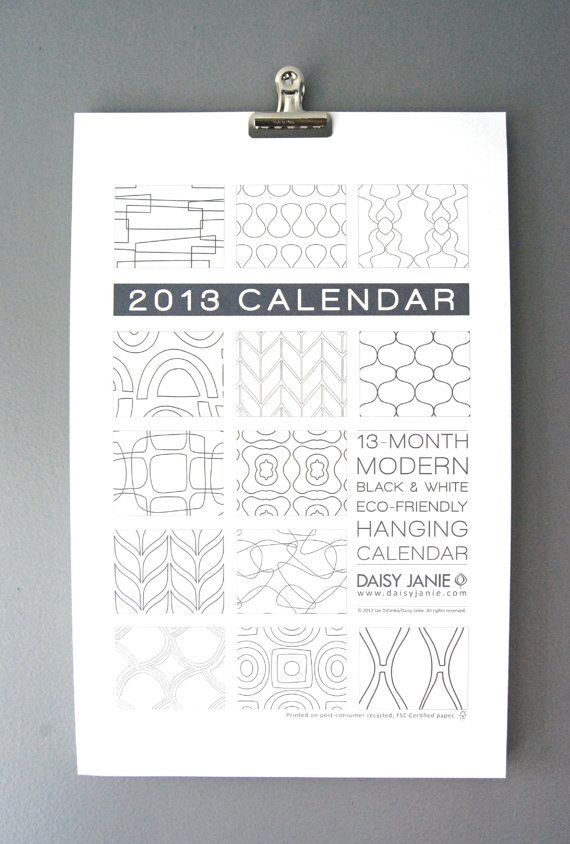 Black and white 2013 calendar | Daisy Janie
