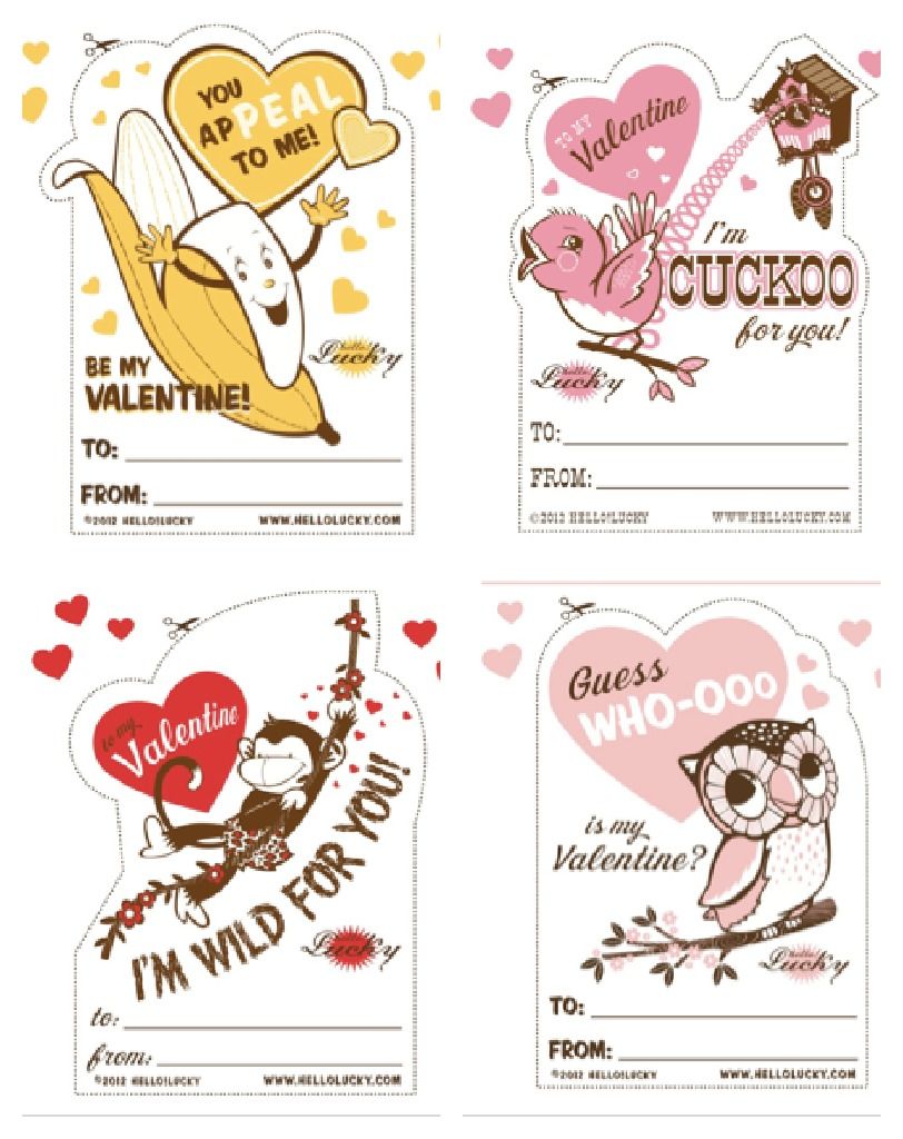 Free Vintage-style Printable Valentines | Hello Lucky