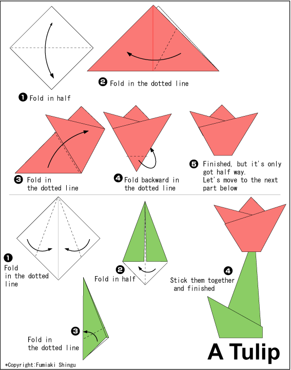 how to make an origami tulip