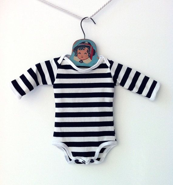 black and white striped handmade baby onesie | cool mom picks