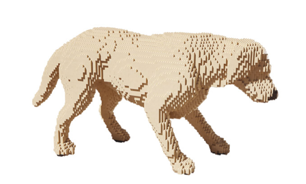 InPieces LEGO dog sculpture on Cool Mom Picks