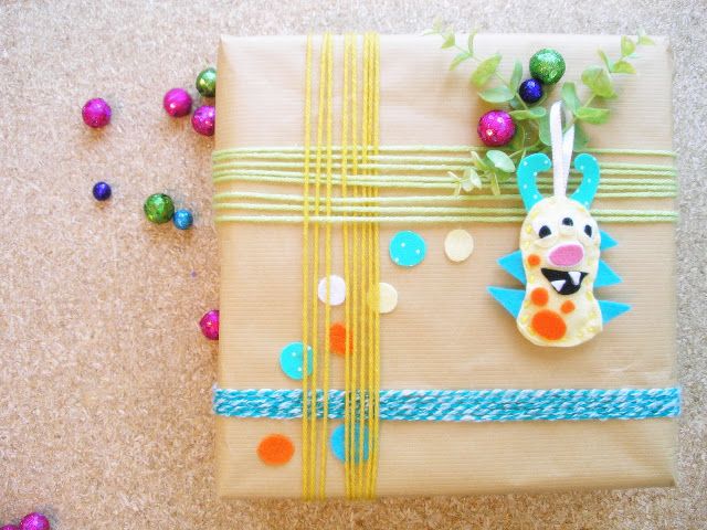 monster yarn gift wrap for kids | cool mom picks