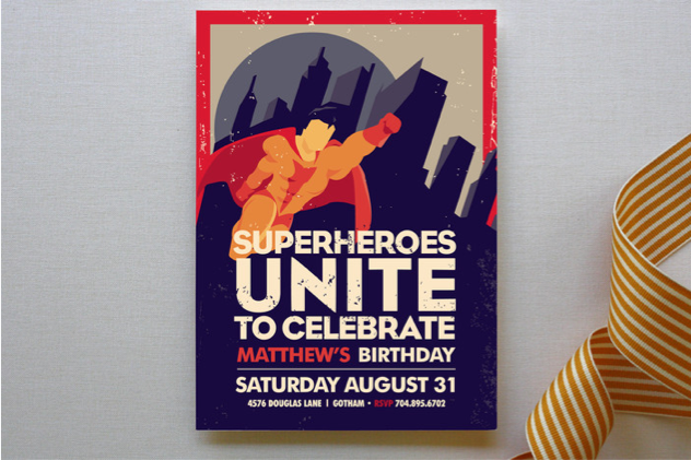 Superhero party invite from Minted | Cool Mom Picks