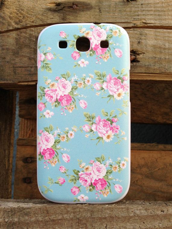 blue floral galaxy phone case