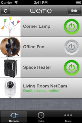 Belkin WeMo app control screen | Cool Mom Tech