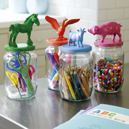 DIY toy storage: craft storage jars