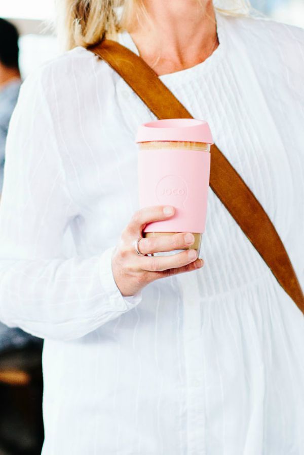 JOCO cup makes beautiful reusable glass coffee cups with silicone sleeves and sip top lids