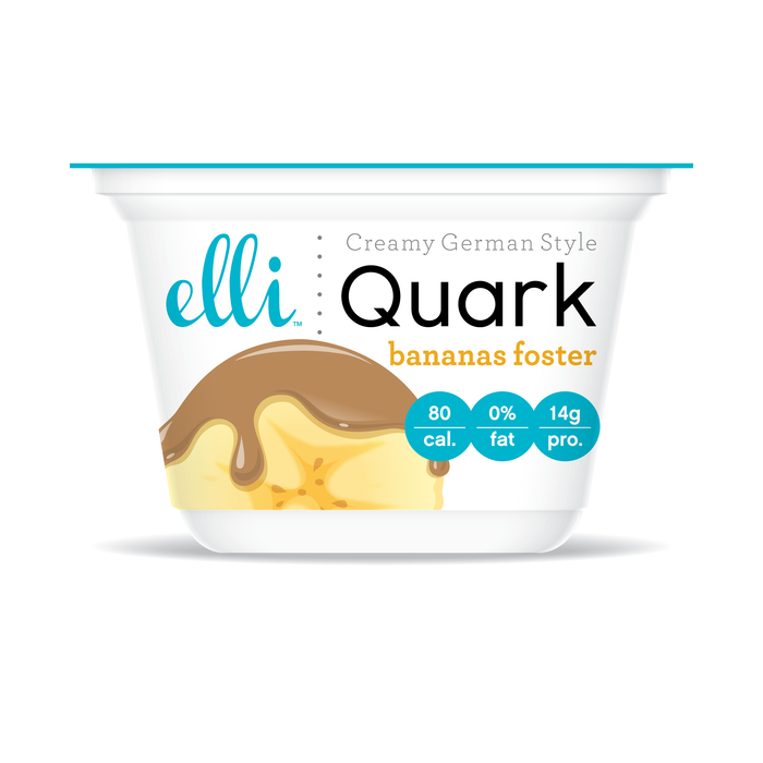 Elli Quark Bananas Foster flavor: No added sugar, artificial flavors/colors or GMOs