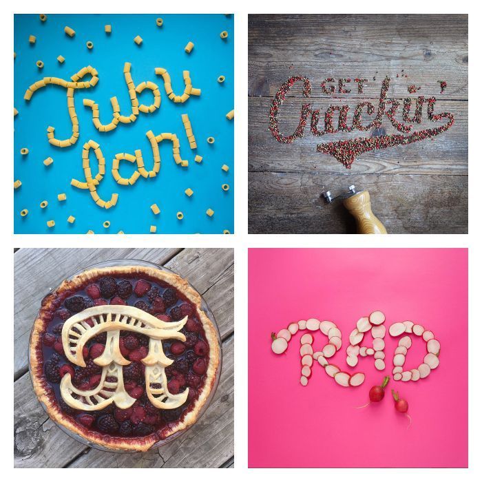 Food Typography: Danielle Evans does awesome things with food, fonts + fun plays on words