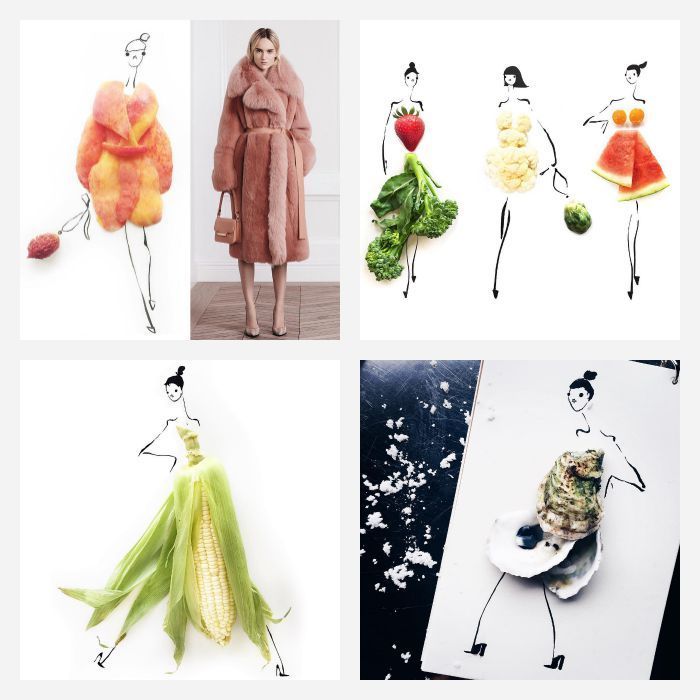 Gretchen Roehrs Instagram food art blends food + fashion. (Unlike real models. Kidding!)