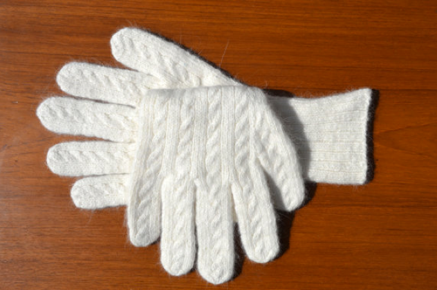 Handmade angora gloves
