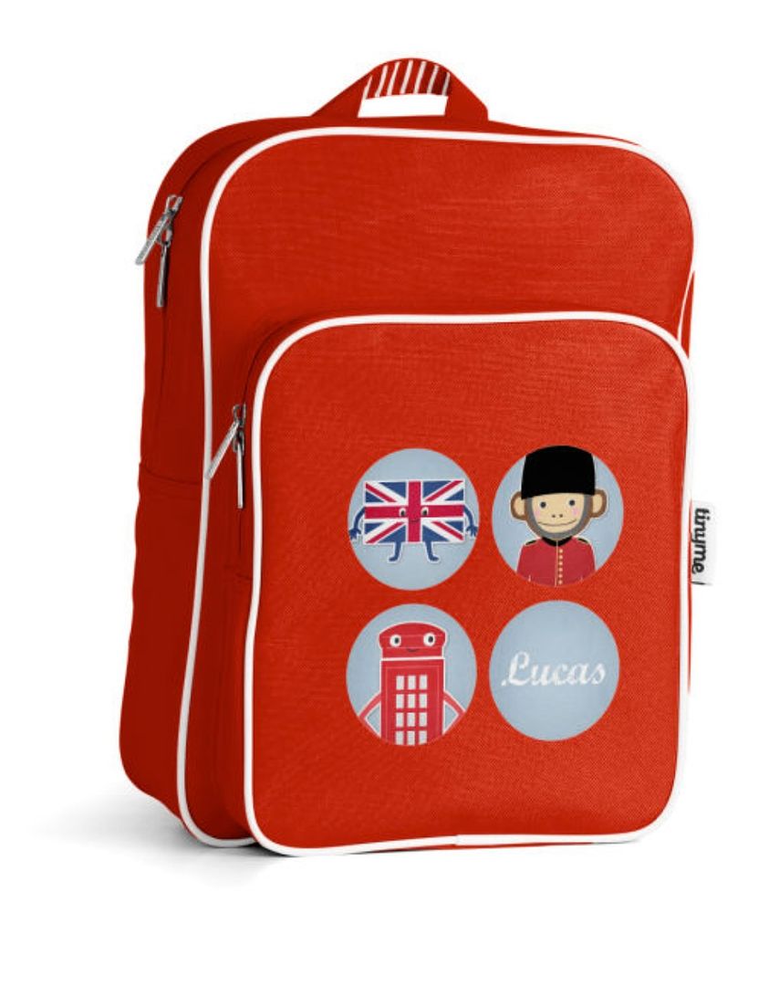 personalized backpack with British icons from Tiny Me