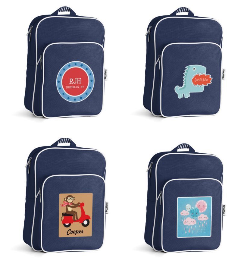 Custom personalized backpacks for kids in three sizes at Tiny Me