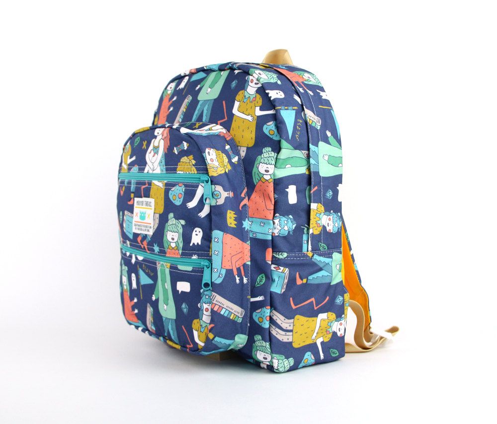 Dreamer print backpack from Etsy shop Mokoyubi threads, made in California