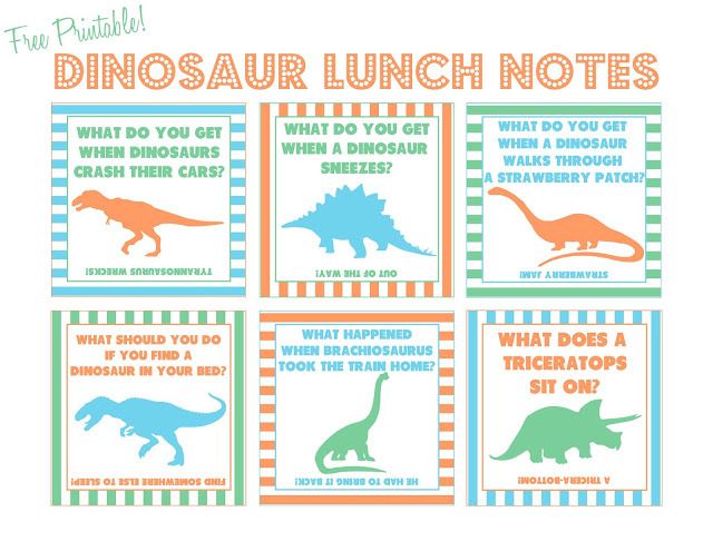 Free printable dinosaur lunch box notes at Just Peach Design