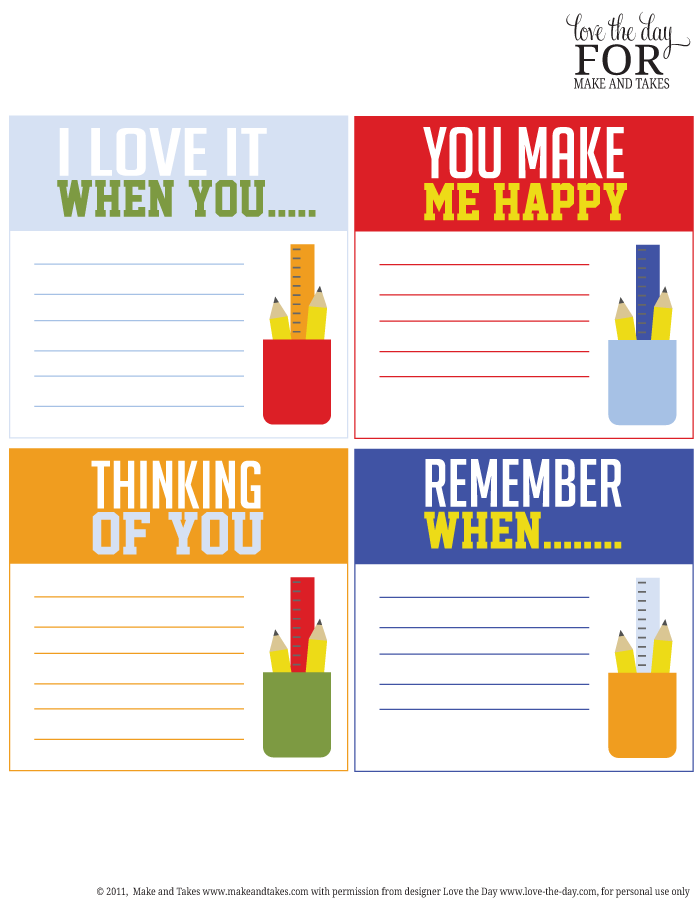 Free printable idea starter lunchbox notes at Make and Takes
