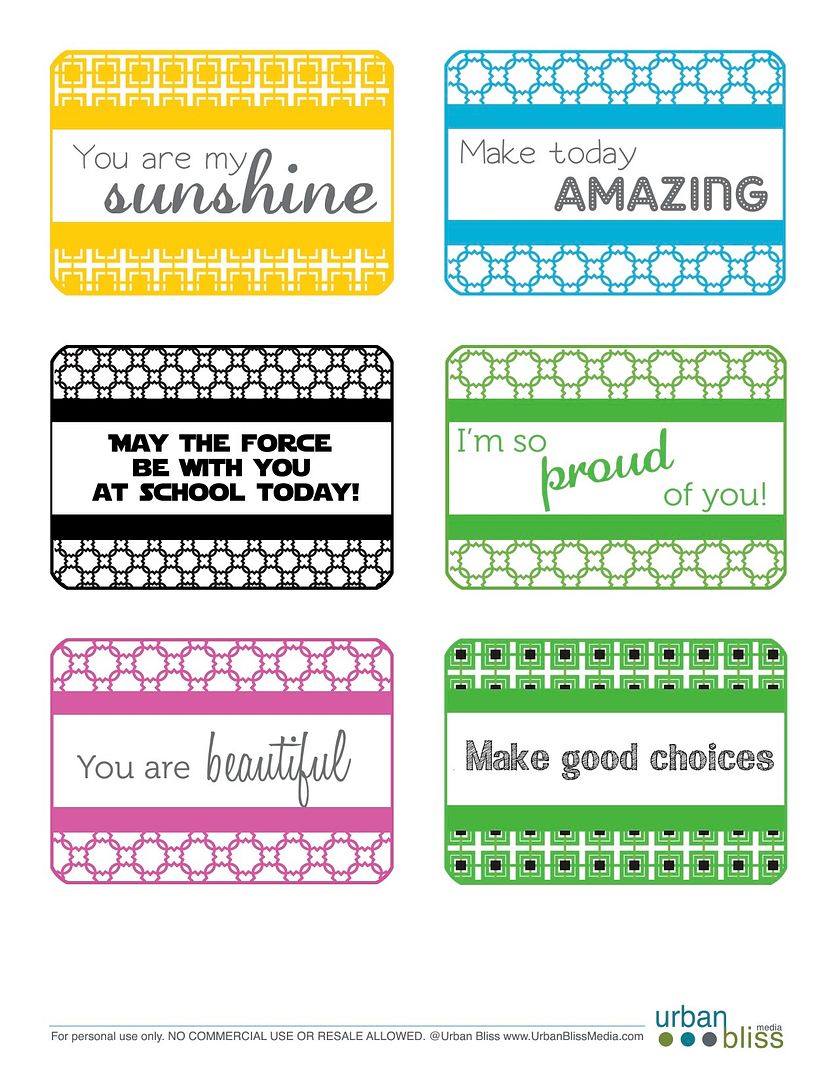 Free printable lunchbox love notes at UrbanBliss Life
