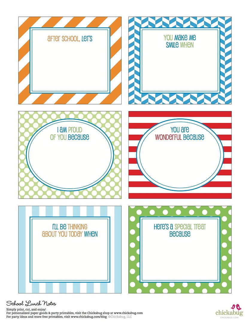 Free printable fill-in-the-blank lunchbox notes from Chickabug